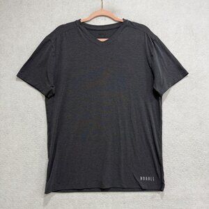 NOBULL Shirt Mens Large Charcoal Gray V-Neck Athletic Performance Gym Training
